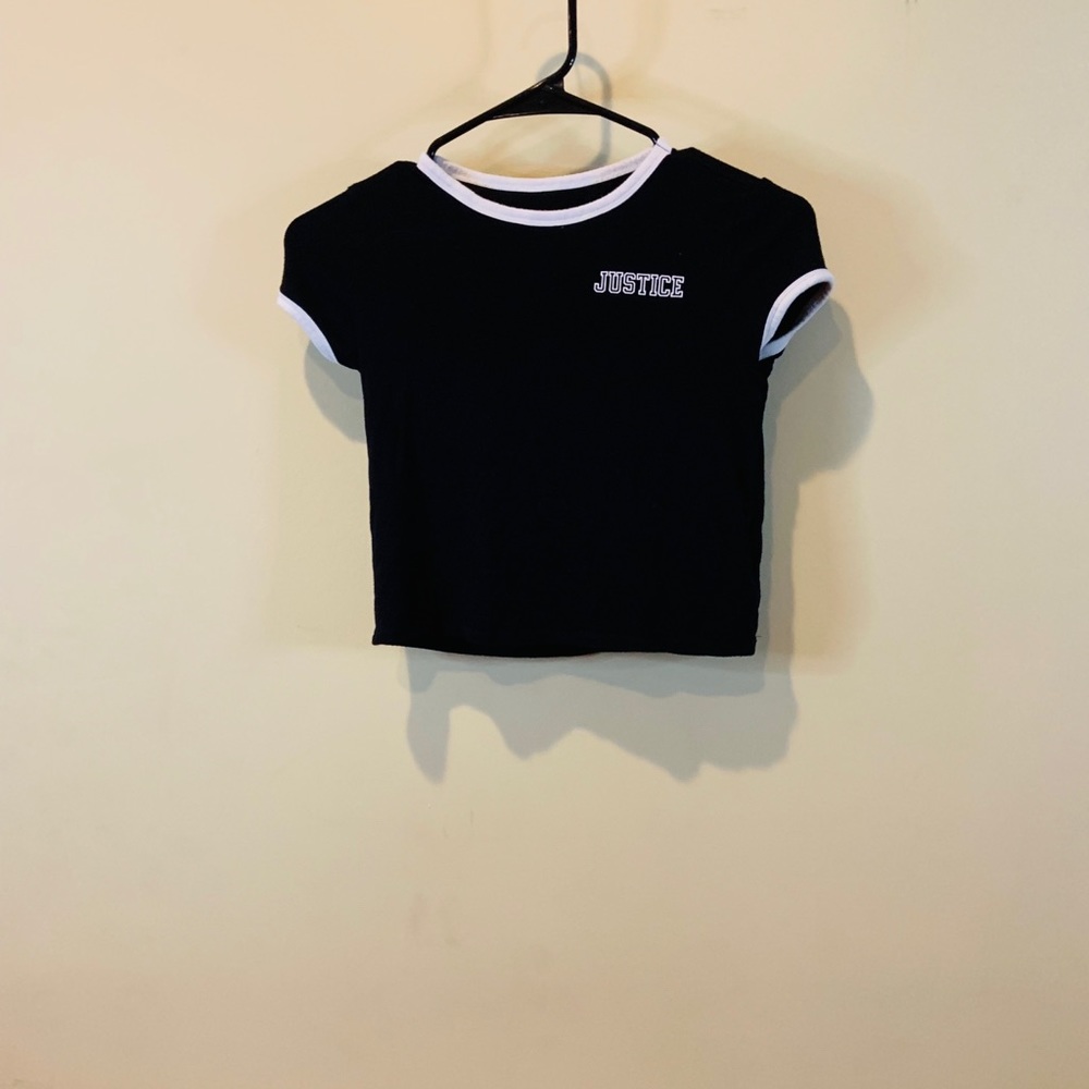 A black and white justice shirt active wear